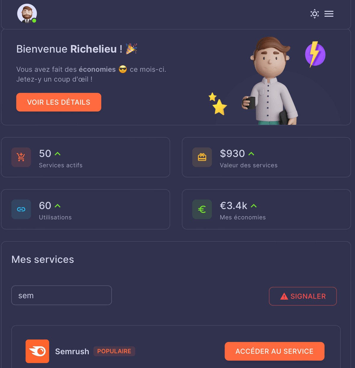 Aperçu du projet Plateforme SaaS