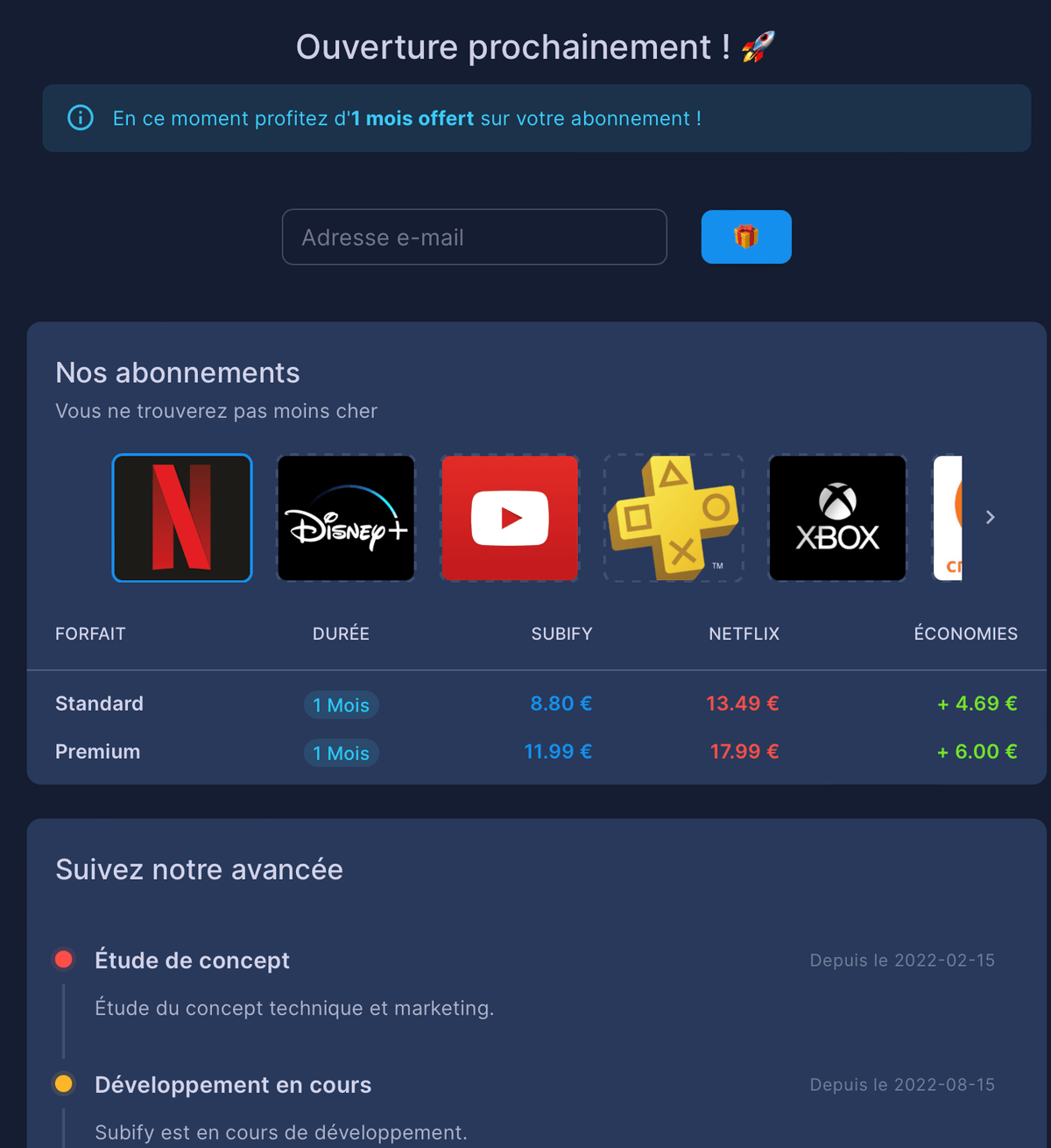 Aperçu du projet Plateforme SaaS
